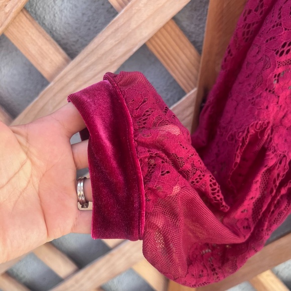 Free People Lace Velvet Boho Top - Picture 6 of 12